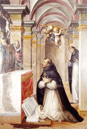La sainte Eucharistie par saint Thomas d'Aquin Caccia_visione_san_tommaso
