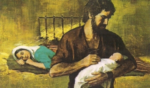 Holy Family with Joseph holding Infant Jesus