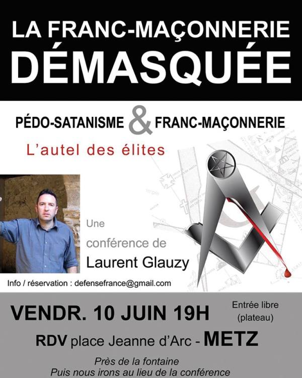 Vendredi 10 Juin 2016, conférence de Laurent Glauzy...La Franc-Maçonnerie Démasquée Laurent-glauzy