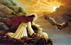 Le Pape François propose de prier le Coeur de Jésus pendant tout le mois de juin Jc3a9sus-brebis-et-aigle